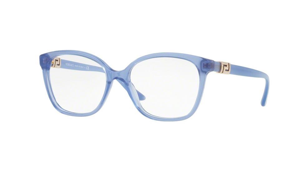 Versace VE3235B Single Vision Prescription Eyeglasses 5225-52 - Transparent Blue Frame