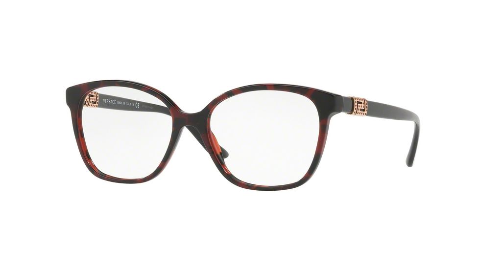 Versace VE3235B Single Vision Prescription Eyeglasses 989-54 - Red Havana Frame