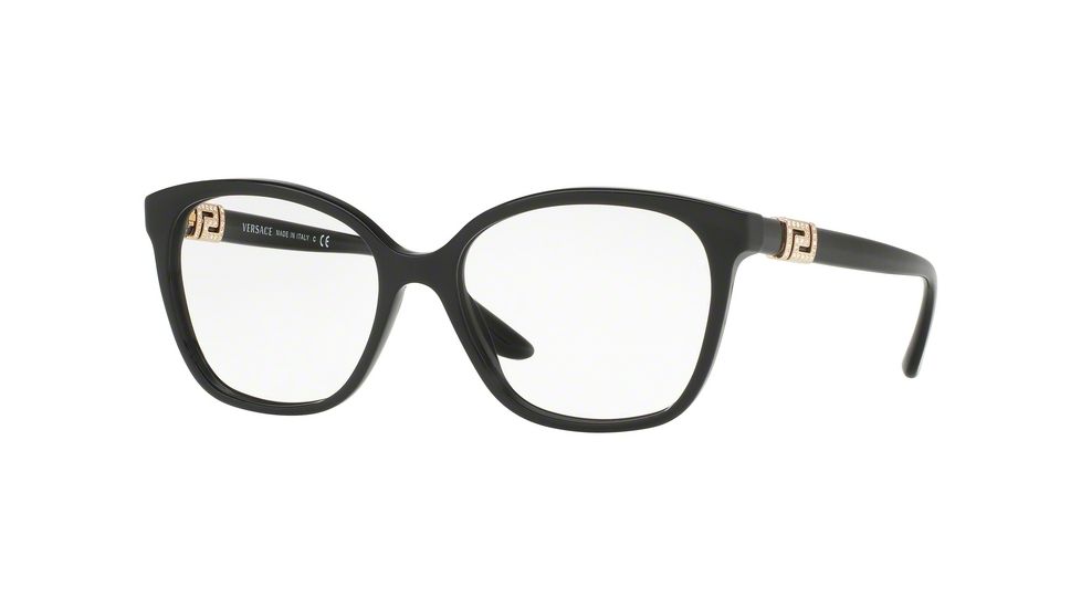 Versace VE3235B Single Vision Prescription Eyeglasses GB1-52 - Black Frame
