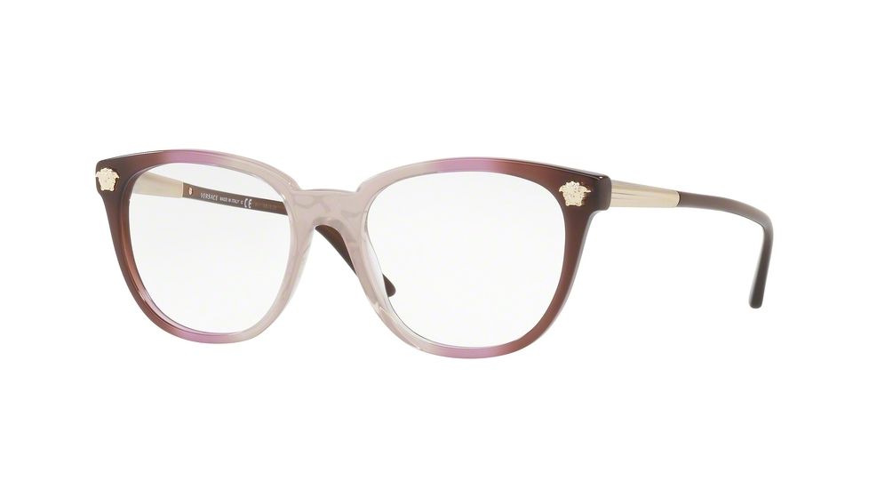 Versace VE3242 Progressive Prescription Eyeglasses 5229-52 - Violet Transp Grad Brown Frame