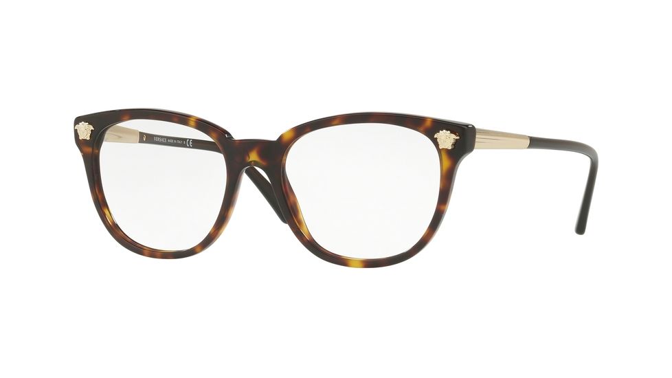 Versace VE3242A Single Vision Prescription Eyeglasses 108-54 - Dark Havana Frame