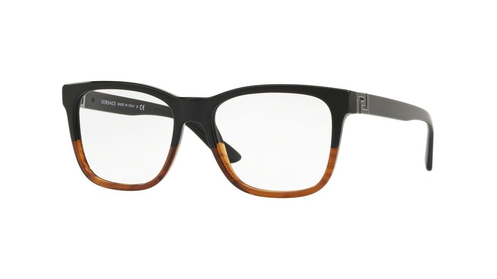 Versace VE3243 Eyeglass Frames 5117-53 - Black / Havana Frame