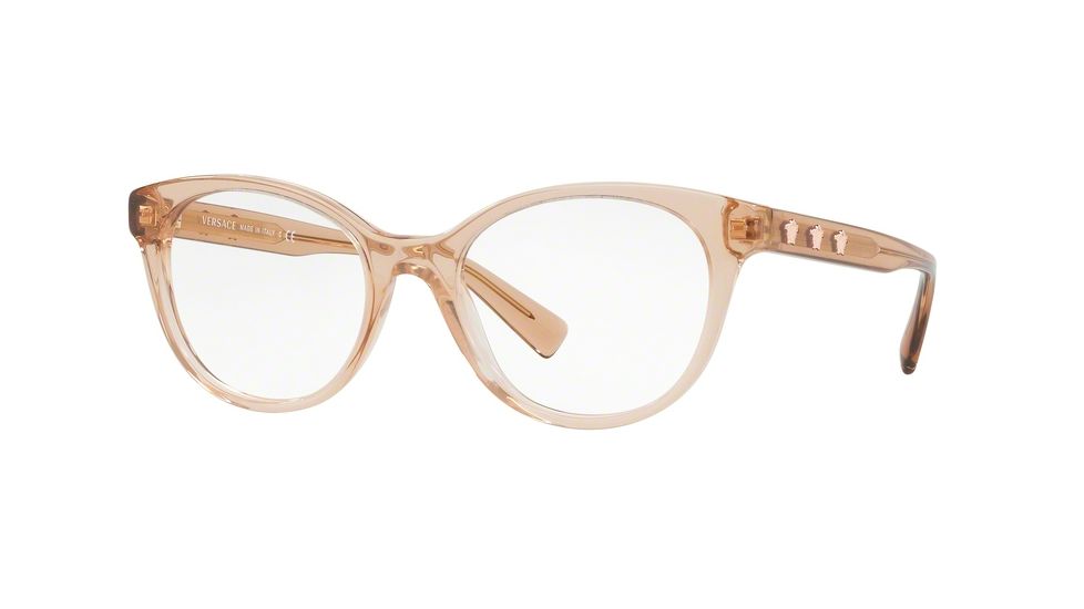 Versace VE3250 Bifocal Prescription Eyeglasses 5215-54 - Transparent Light Brown Frame