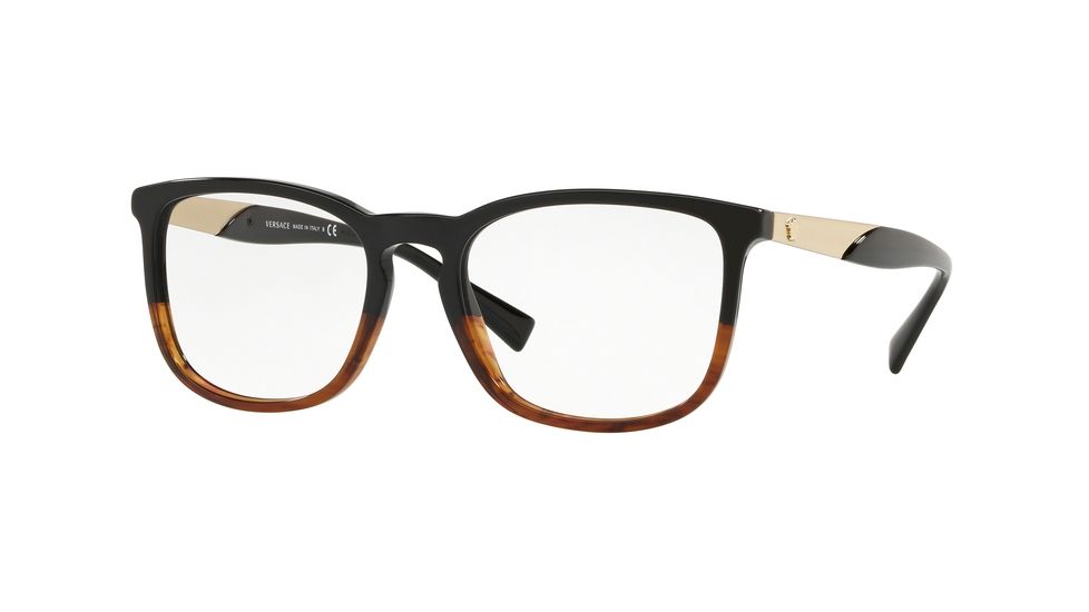 Versace VE3252 Bifocal Prescription Eyeglasses 5117-52 - Black / Havana Frame