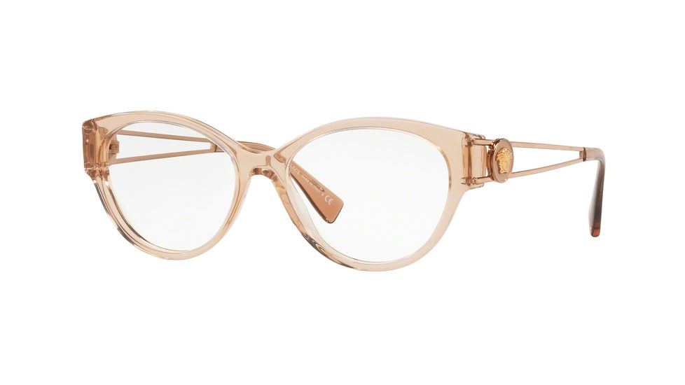Versace VE3254A Progressive Prescription Eyeglasses 5215-54 - Transparent Brown Frame