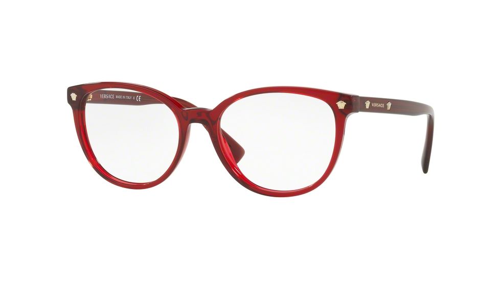 Versace VE3256 Prescription Eyeglasses 388-52 - Transparent / Red Frame