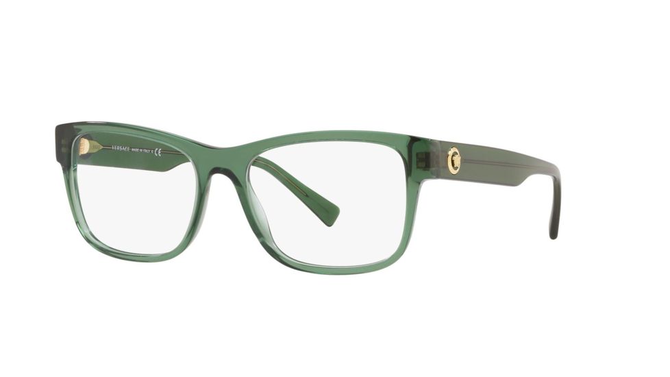 Versace VE3266 Progressive Prescription Eyeglasses, 53mm, Transparent Green, VE3266-5144-53-PRO