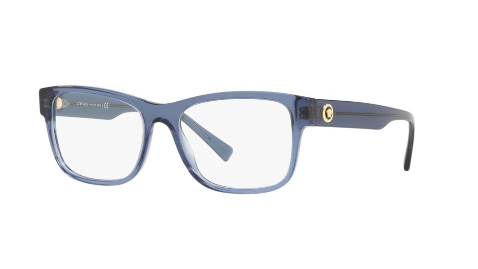 Versace VE3266 Progressive Prescription Eyeglasses, 53mm, Transparent Blue, VE3266-5292-53-PRO