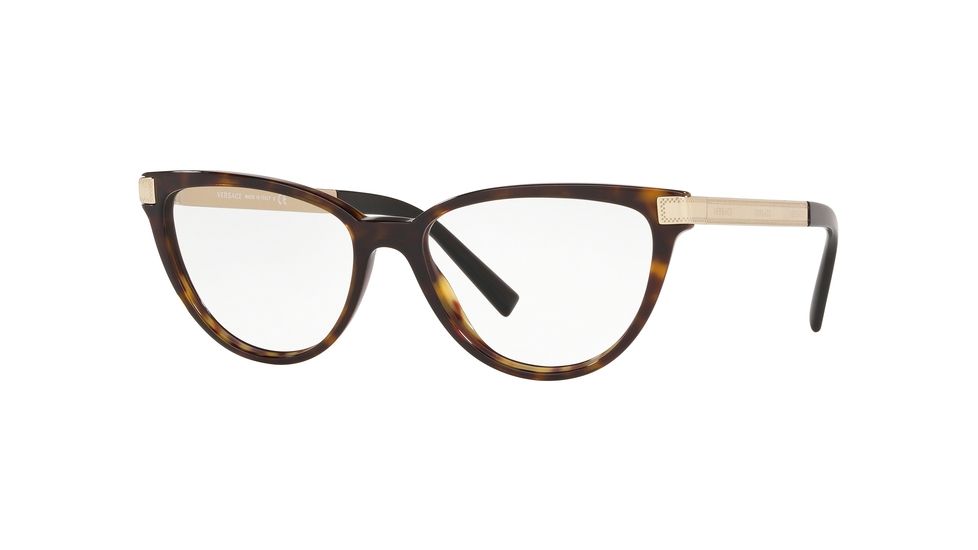 Versace VE3271A Progressive Prescription Eyeglasses, 54mm, Dark Havana, VE3271A-108-54-PRO