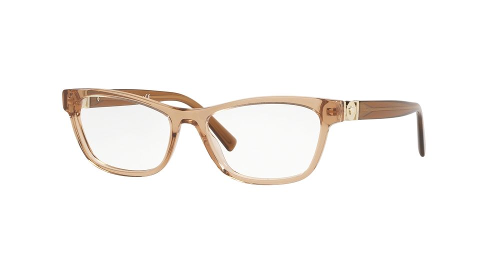 Versace VE3272 Progressive Prescription Eyeglasses, 52mm, Transparent Brown, VE3272-5304-52-PRO