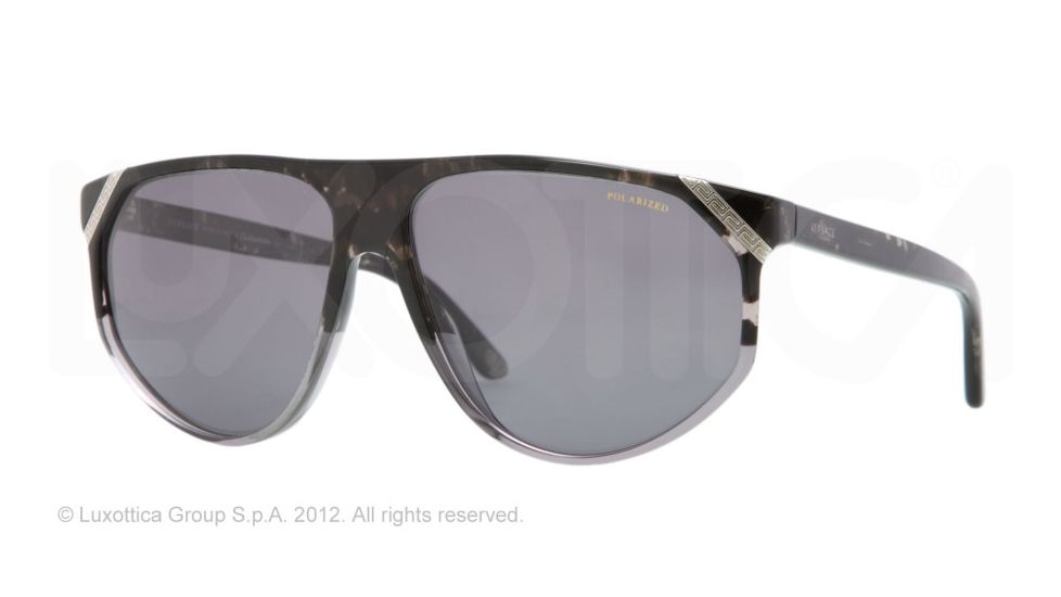 Versace VE4240 Progressive Prescription Sunglasses VE4240-503281-61 - Lens Diameter 61 mm, Frame Color Striped Gray/gray Transp