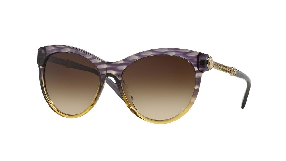 Versace VE4292 Single Vision Prescription Sunglasses VE4292-515313-57 - Lens Diameter 57 mm, Frame Color Striped Violet Havana/tr Green