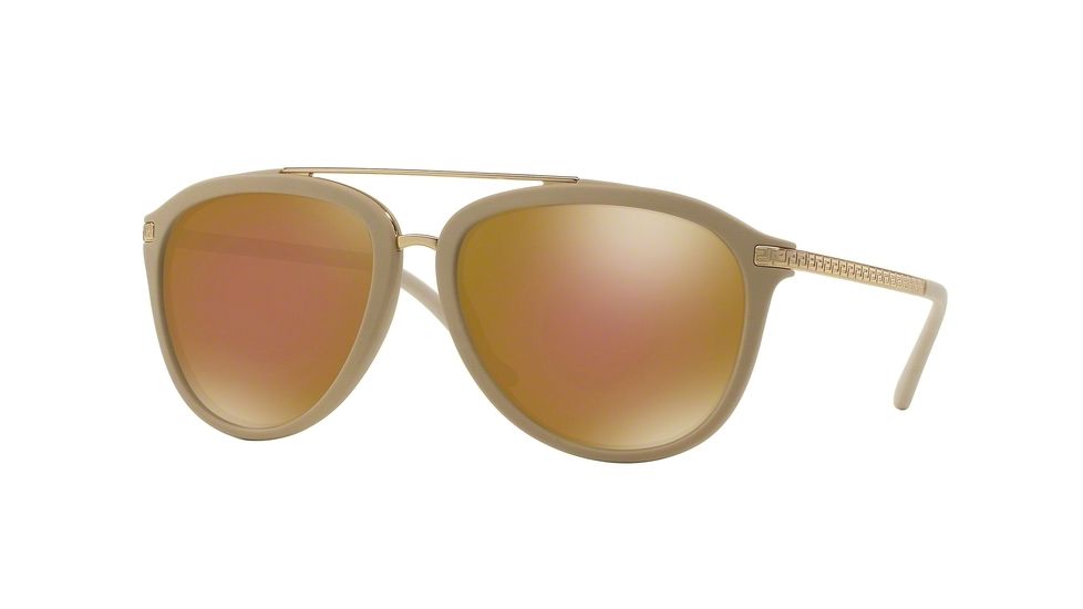 Versace VE4299 Single Vision Prescription Sunglasses VE4299-51425A-58 - Lens Diameter 58 mm, Frame Color Beige Rubber