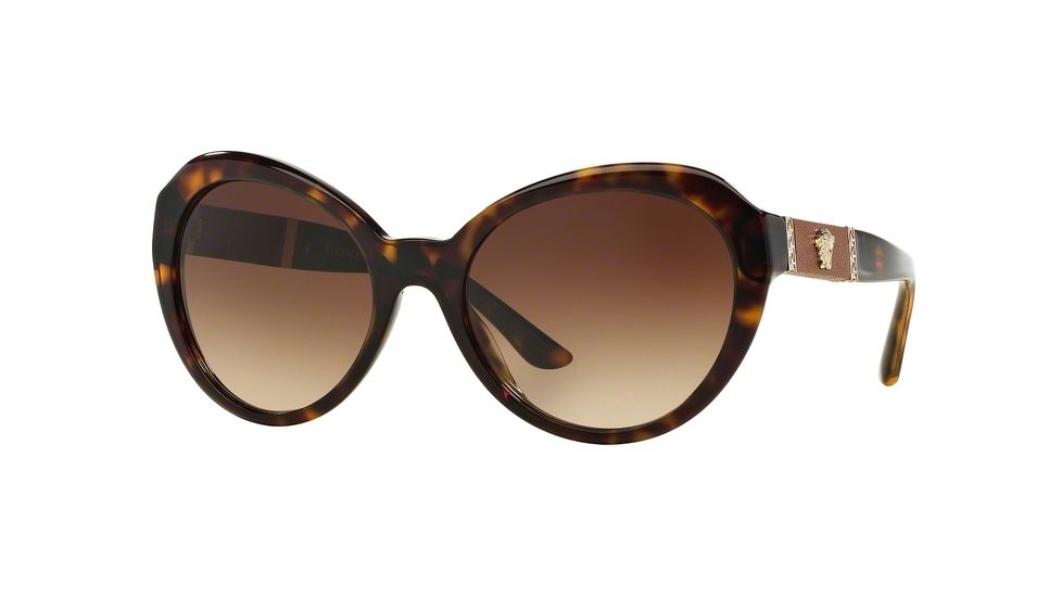 Versace VE4306QA Sunglasses 108/13-56 - Havana Frame, Brown Gradient Lenses