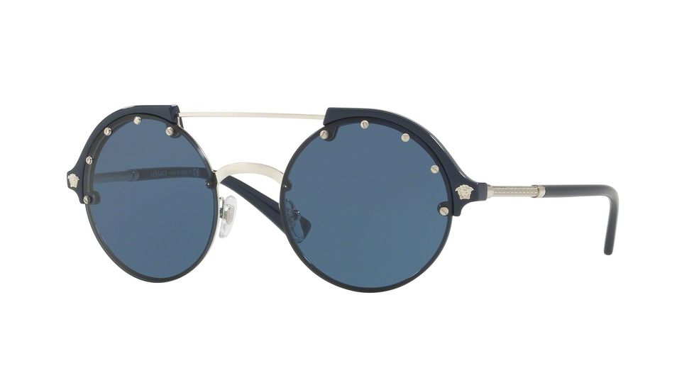 Versace VE4337 Single Vision Prescription Sunglasses VE4337-525180-53 - Lens Diameter 53 mm, Frame Color Silver / Blue