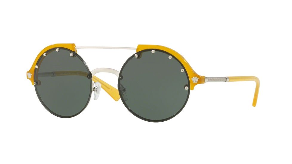 Versace VE4337 Single Vision Prescription Sunglasses VE4337-525271-53 - Lens Diameter 53 mm, Frame Color Silver/opal Yellow