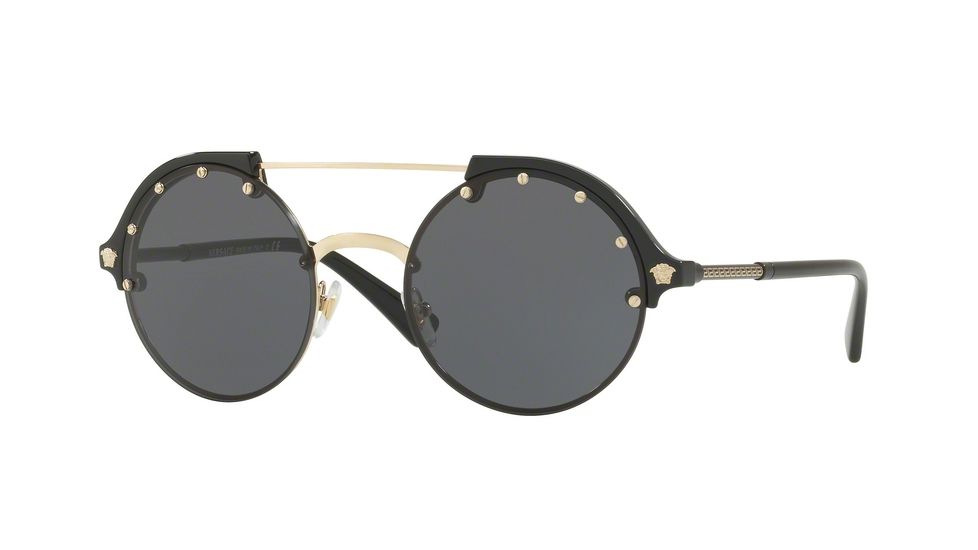 Versace VE4337 Single Vision Prescription Sunglasses VE4337-GB1-87-53 - Lens Diameter 53 mm, Frame Color Pale Gold/Black