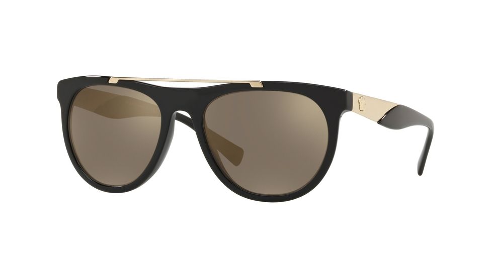 Versace VE4347 Single Vision Prescription Sunglasses, 56mm, Black, VE4347-GB1-5A-56-SV