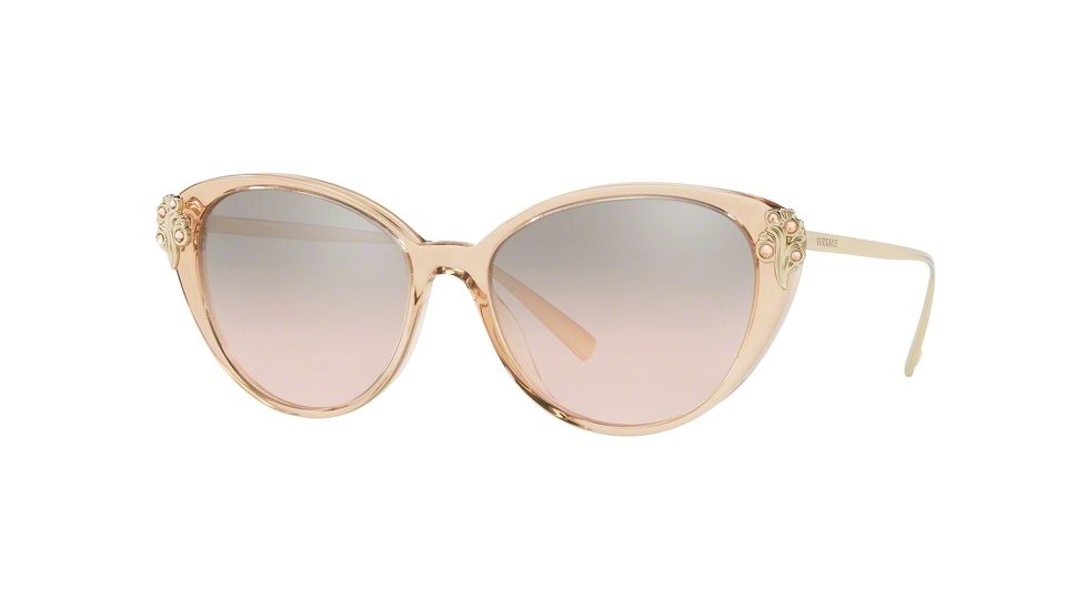 Versace VE4351B Progressive Prescription Sunglasses, 55mm, Transparent Brown, VE4351B-52158Z-55-PRO