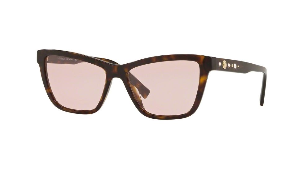Versace VE4354B Sunglasses 108/5-55 - Dark Havana Frame, Pink Lenses