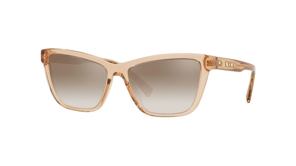 Versace VE4354B Sunglasses 524194-55 - Transparent Brown Frame, Gradient Brown Mirror Silver Lenses