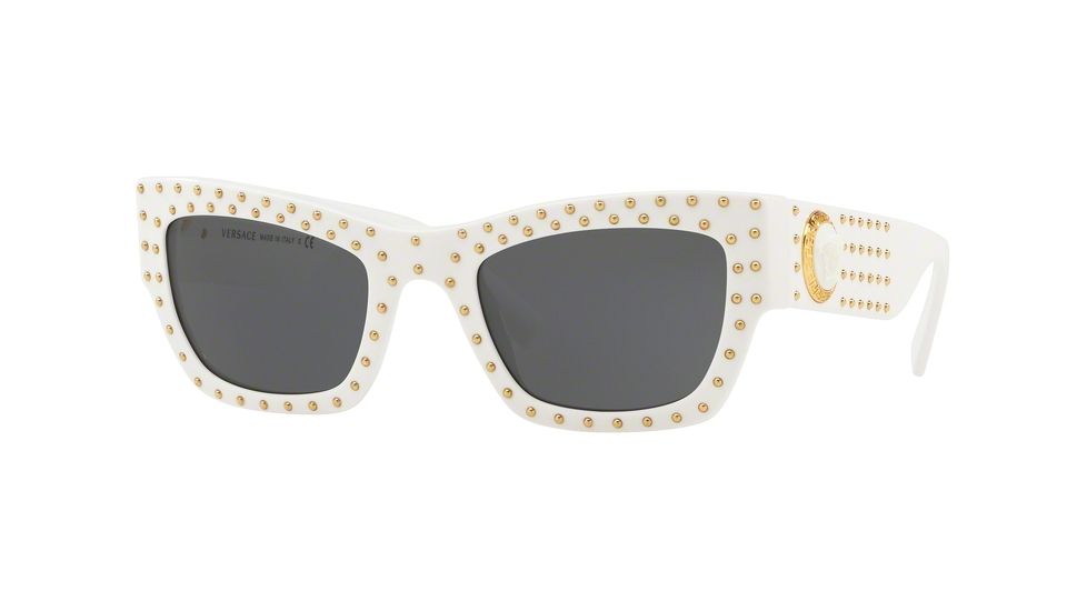 Versace VE4358 Sunglasses 401/87-52 - White Frame, Grey Lenses