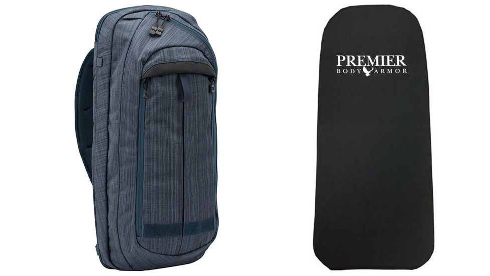 Vertx Commuter XL 23L Backpack with Premier Body Armor Black Ballistic Panel, Heather Navy, F1 VTX5076 HNV NA-KIT1