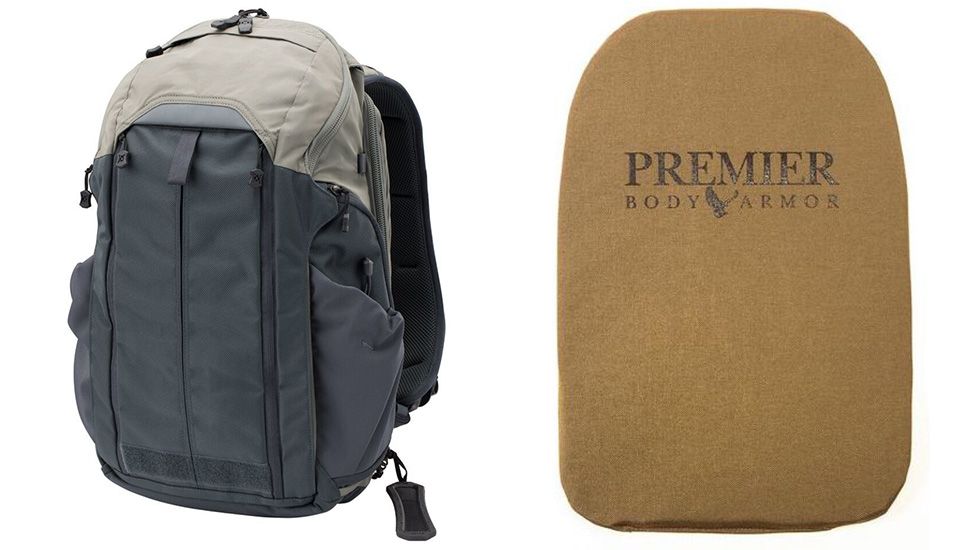 Vertx Gamut 2.0 Backpack, 25 liters, Premier Body Armor Ballistic Panel, Grey Matter/Smoke Grey, F1 VTX5016 GRM/SMG NA-KIT2
