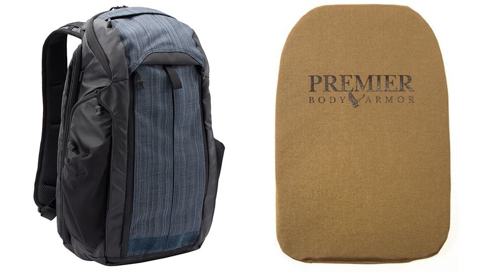Vertx Gamut 2.0 Backpack, 25 liters, Premier Body Armor Ballistic Panel, Heather Navy/Galaxy Black, VTX5016-HNVGBK-KIT2