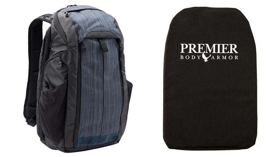 Vertx Gamut 2.0 Backpack, 25 liters, Premier Body Armor Ballistic Panel, Heather Navy/Galaxy Black, VTX5016-HNVGBK-KIT1