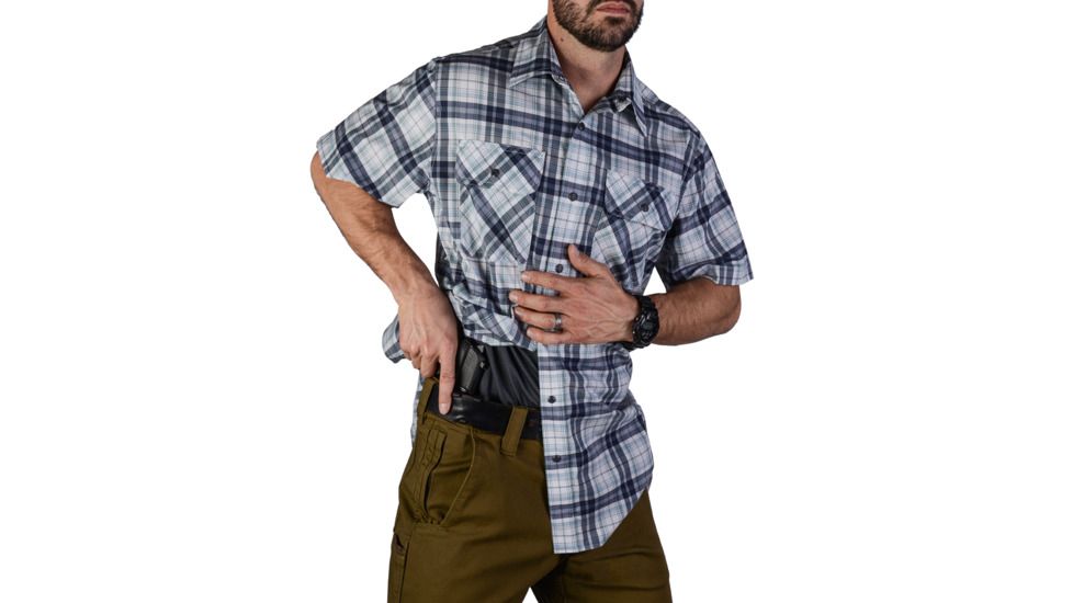 Vertx Men's  Weapon Guard Short Sleeve Guardian Shirt, Indigo Plaid, Medium F1 VTX1430 INP MEDIUM