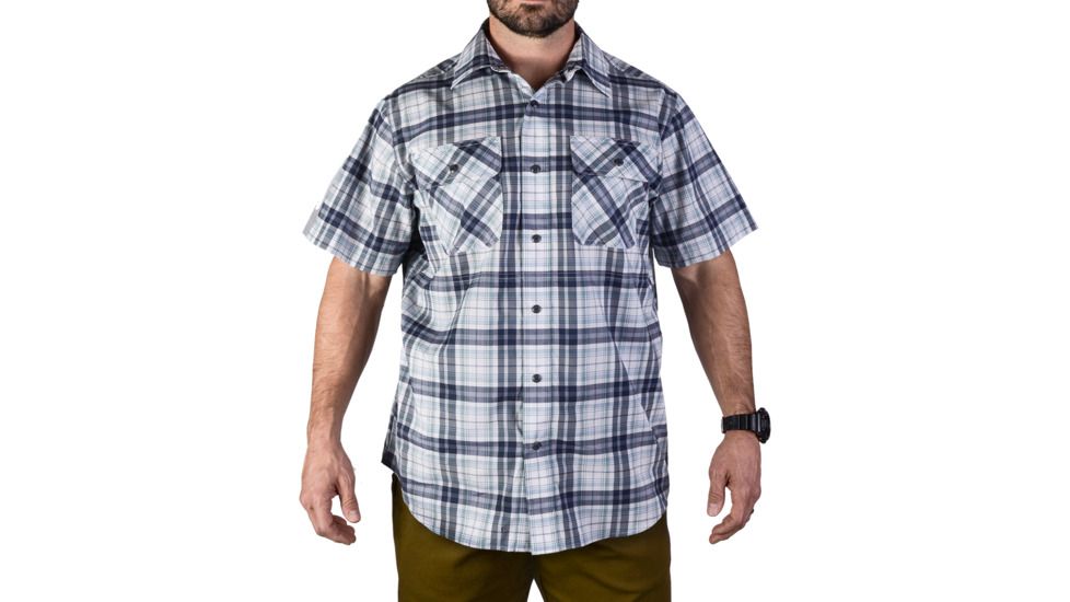 Vertx Men's  Weapon Guard Short Sleeve Guardian Shirt, Indigo Plaid, Medium F1 VTX1430 INP MEDIUM
