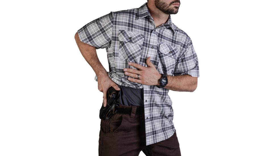 Vertx Men's  Weapon Guard Short Sleeve Guardian Shirt, Steel Plaid, Extra Large F1 VTX1430 STP XLARGE