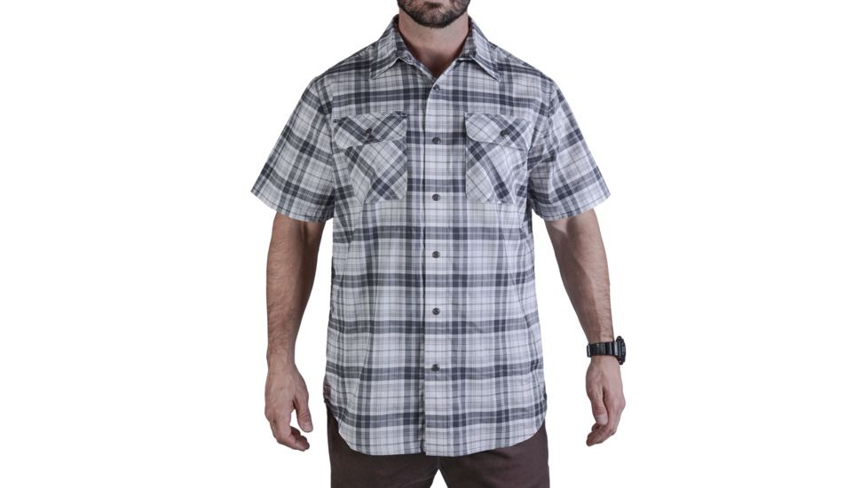 Vertx Men's  Weapon Guard Short Sleeve Guardian Shirt, Steel Plaid, Extra Large F1 VTX1430 STP XLARGE