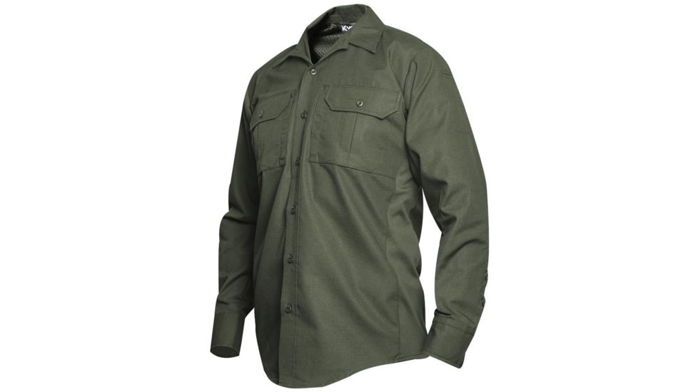 Vertx Mens Phantom Light Long Sleeve Mini Rip-Stop Poly/Cotton Shirt, Olive Drab Green, SMALL Long F1 VTX8120 OD SMALL Long