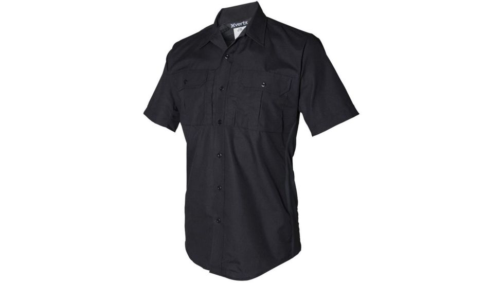 Vertx Mens Phantom Light Short Sleeve Mini Rip-Stop Poly/Cotton Shirt, Black, XSMALL F1 VTX8100 BK XSMALL