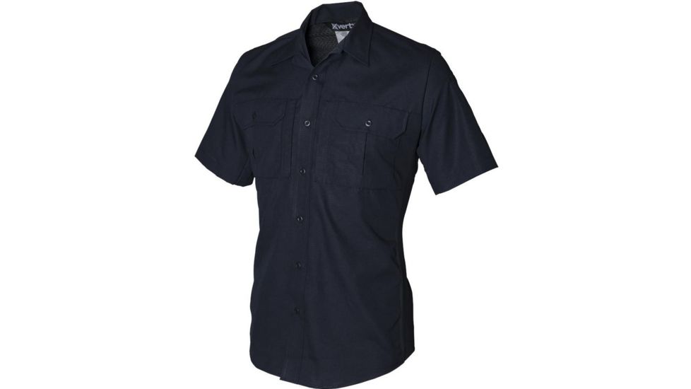 Vertx Mens Phantom Light Short Sleeve Mini Rip-Stop Poly/Cotton Shirt, Navy Blue, 2XSMALL F1 VTX8100 NV 2XSMALL