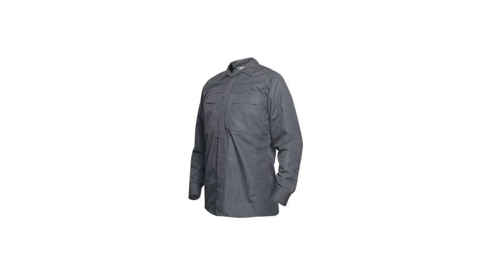 Vertx Phantom Ops L/S Zipper Shirt- Smoke Grey Ripstop 65% Poly/35% Cotton, Large-Short VTX8720SMG-LARGE-SHORT