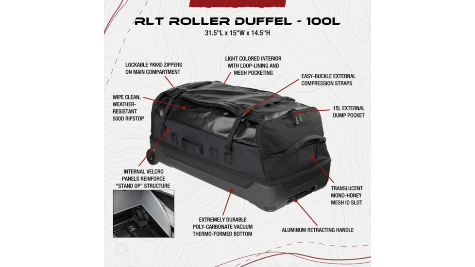 Vertx RLT 100L Roller Duffel, Black, F1 VTX5098 BK NA N/A