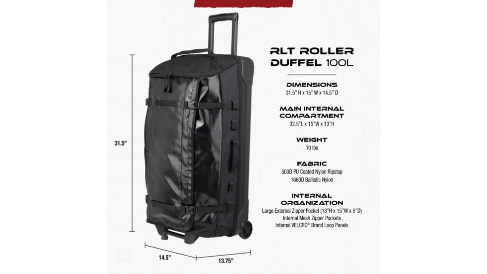 Vertx RLT 100L Roller Duffel, Black, F1 VTX5098 BK NA N/A