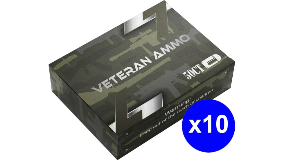 Veteran Ammo 9mm 124 Grain Full Metal Jacket NAS Centerfire Pistol Ammo, 500 Rounds