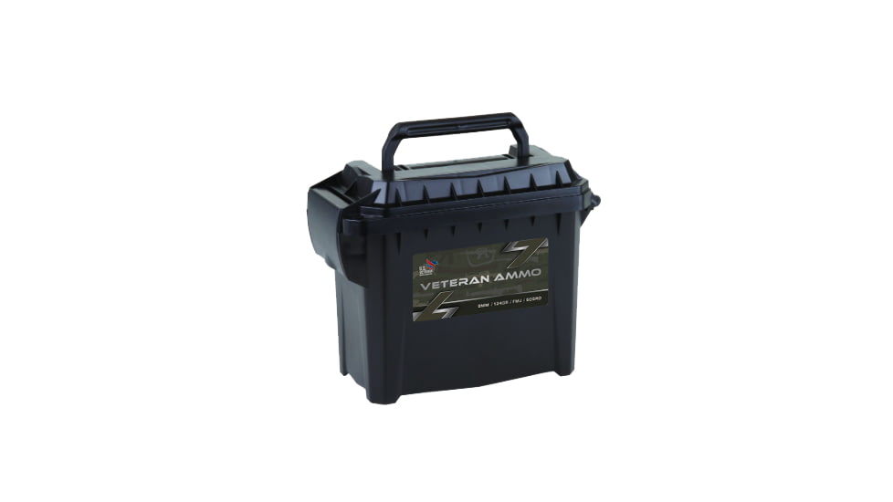 Veteran Ammo 9mm 124 Grain Full Metal Jacket NAS Centerfire Pistol Ammo, 500 Round Ammo Can, HMCAN-9-10