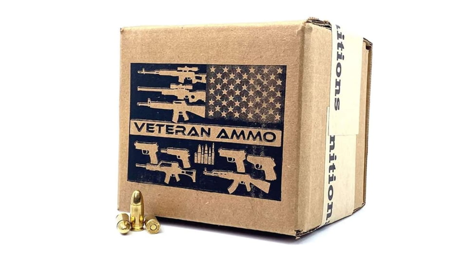 Veteran Ammo 9mm 115 Grain Full Metal Jacket Brass Centerfire Pistol Ammo, 500 Round, HMBX-9-502