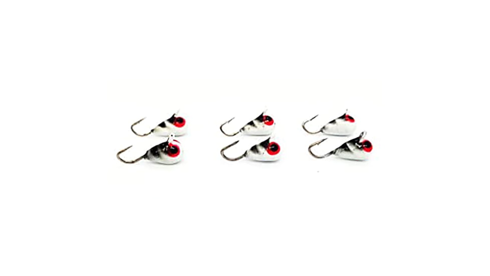 Vexan 6-Pack Red Eye Glow Tungsten T-VEX Ice Fishing Jig, Red Eye Glow, 1.4g, 5mm, TVEX6PK8HK