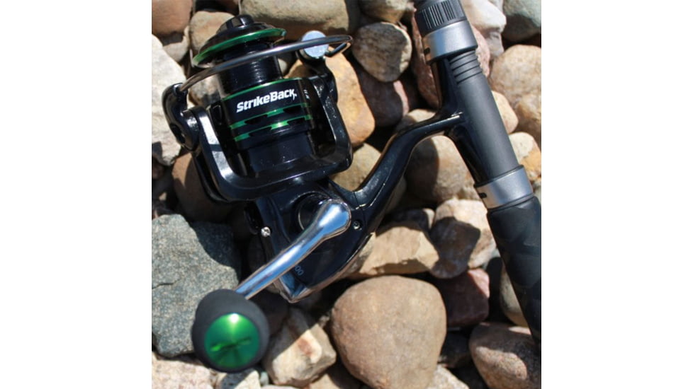 Vexan StrikeBack Rod &amp; Reel Combos, 10 in, 7 ft 4 in, Heavy Action, 3000 Spinning, Black/Green, HB-9H8R-3P7U