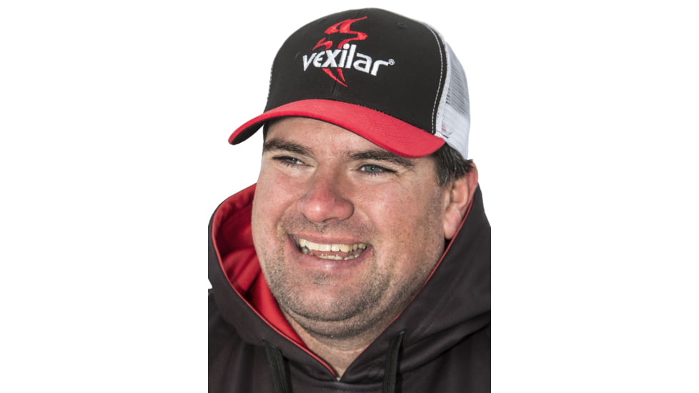 Vexilar Black with Red Bill-White Mesh Back inTruckers Capin, CAP017