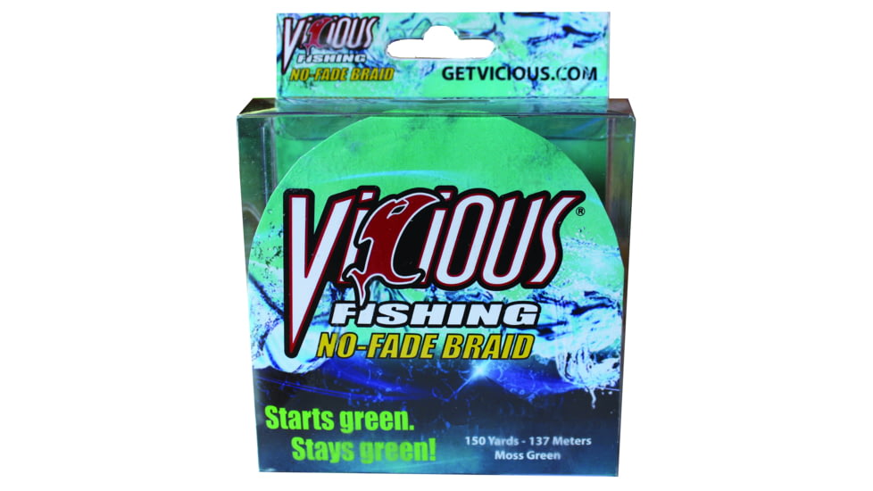 Vicious No-Fade Braid 50lb 150yd Moss Green Spool 8-Carrier Diameter .012in, NBPG50