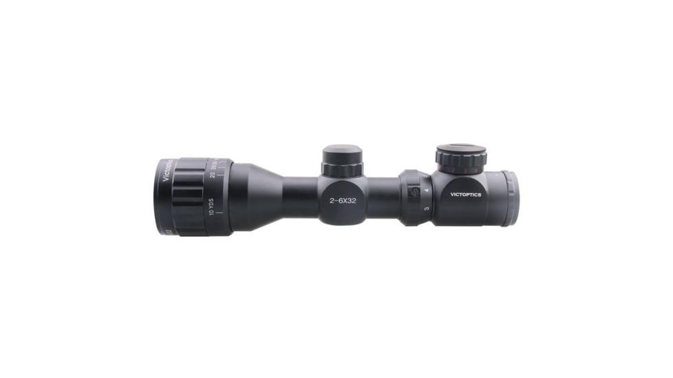 VictOptics AOE Rifle Scope, 2-6x32mm, Second Focal Plane, 1-inch Tube, Range Finder Non-Illuminated Reticle, 6061-T6, Black, OPSL09