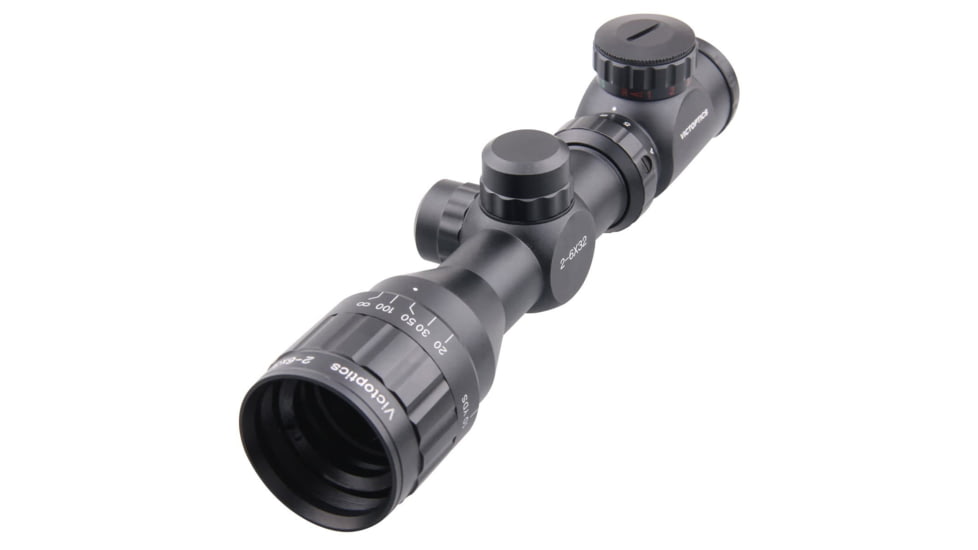 VictOptics AOE Rifle Scope, 2-6x32mm, Second Focal Plane, 1-inch Tube, Range Finder Non-Illuminated Reticle, 6061-T6, Black, OPSL09