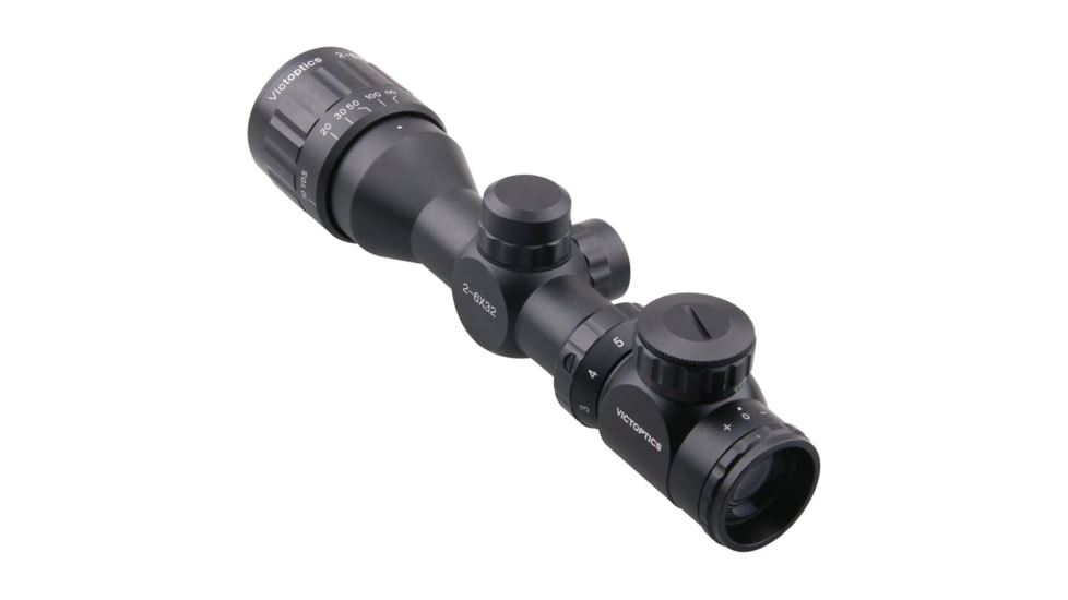 VictOptics AOE Rifle Scope, 2-6x32mm, Second Focal Plane, 1-inch Tube, Range Finder Non-Illuminated Reticle, 6061-T6, Black, OPSL09
